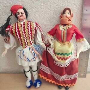 GUC Pair of Vintage Greek Dolls in Traditional Folk Clothing - Art Costumes